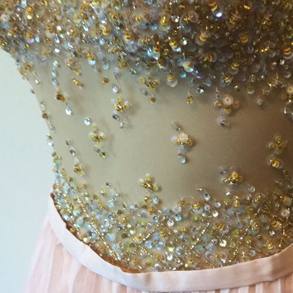 Jovani halter Gown W/ Beaded BodicePleated Skirt - Picture 4 of 8